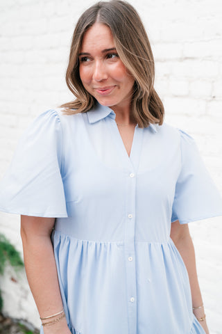 Eloise Standard Tiered Midi Dress - Blue