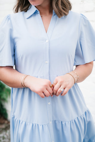 Eloise Standard Tiered Midi Dress - Blue