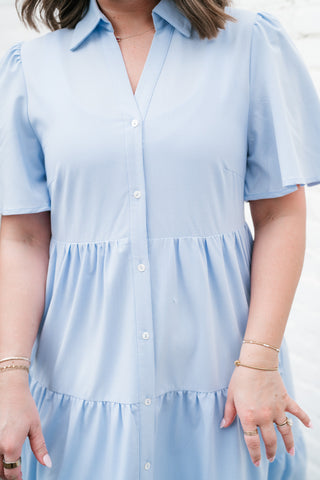 Eloise Standard Tiered Midi Dress - Blue
