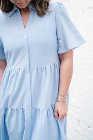 Eloise Standard Tiered Midi Dress - Blue