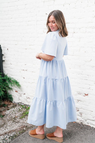 Eloise Standard Tiered Midi Dress - Blue