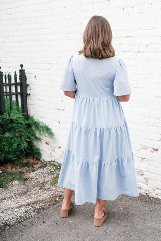 Eloise Standard Tiered Midi Dress - Blue