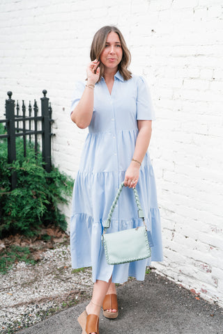 Eloise Standard Tiered Midi Dress - Blue