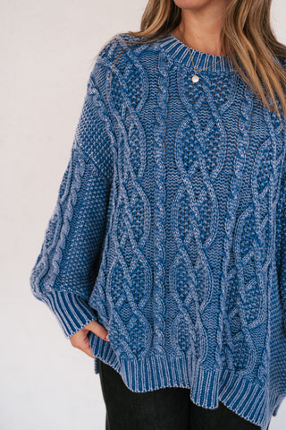Cobalt Mist Cable Knit Sweater
