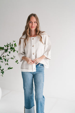 Homestead Raw Edge Button-Front Cardigan