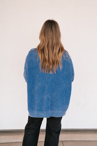 Cobalt Mist Cable Knit Sweater