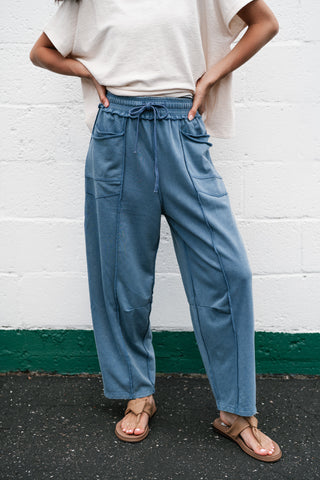 Daily Styled Barrel Leg Pant - Dusty Blue