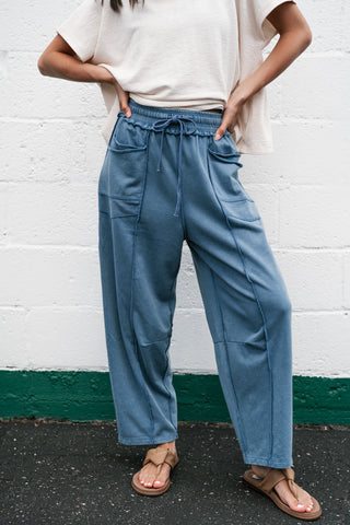 Daily Styled Barrel Leg Pant - Dusty Blue