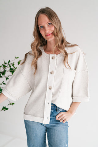 Homestead Raw Edge Button-Front Cardigan