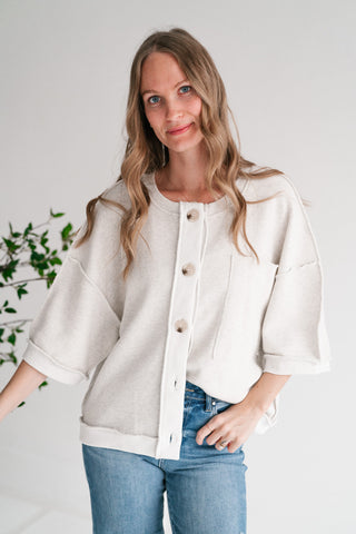 Homestead Raw Edge Button-Front Cardigan