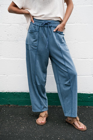 Daily Styled Barrel Leg Pant - Dusty Blue