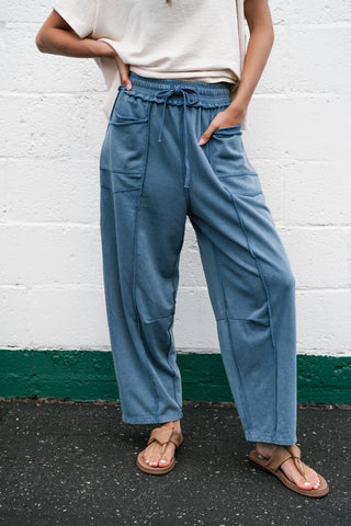 Daily Styled Barrel Leg Pant - Dusty Blue