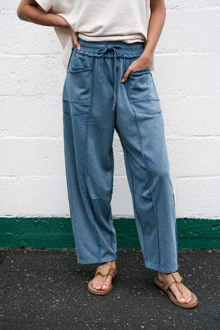 Daily Styled Barrel Leg Pant - Dusty Blue