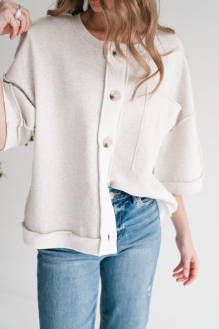 Homestead Raw Edge Button-Front Cardigan