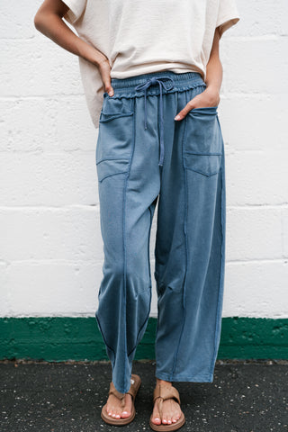 Daily Styled Barrel Leg Pant - Dusty Blue