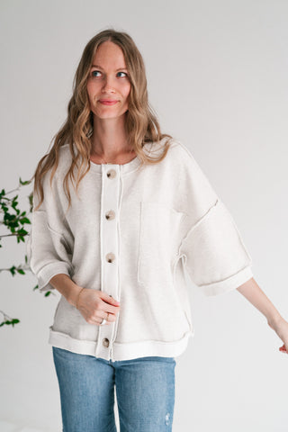 Homestead Raw Edge Button-Front Cardigan