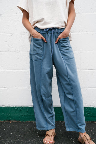 Daily Styled Barrel Leg Pant - Dusty Blue