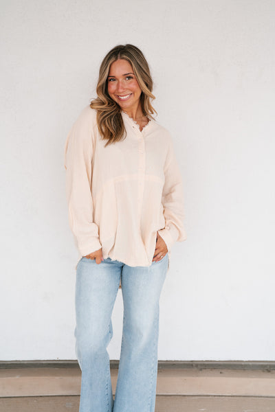 DOORBUSTER: Easy Days Button-Up Top - Ivory