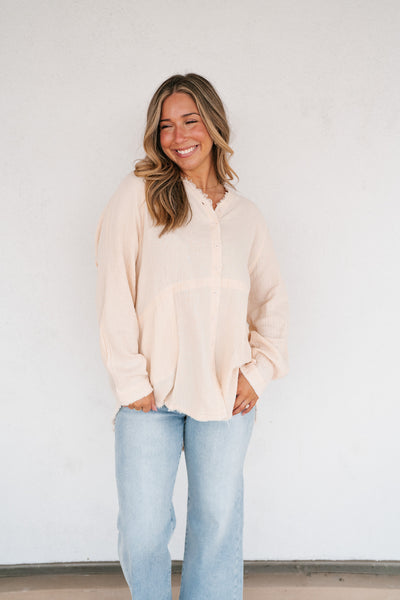 DOORBUSTER: Easy Days Button-Up Top - Ivory