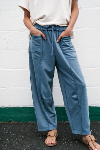 Daily Styled Barrel Leg Pant - Dusty Blue