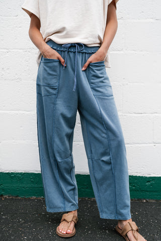 Daily Styled Barrel Leg Pant - Dusty Blue