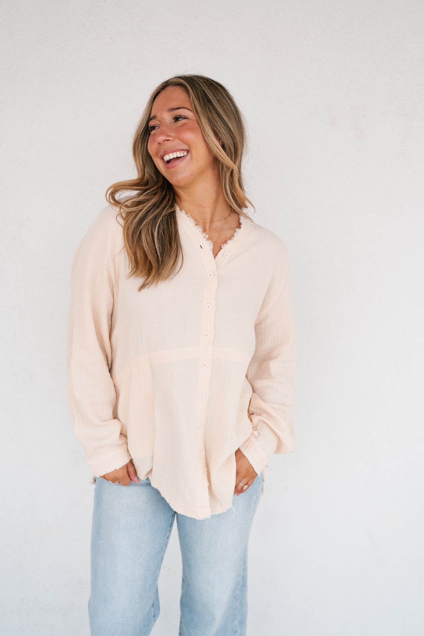 DOORBUSTER: Easy Days Button-Up Top - Ivory