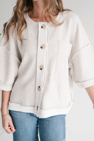 Homestead Raw Edge Button-Front Cardigan