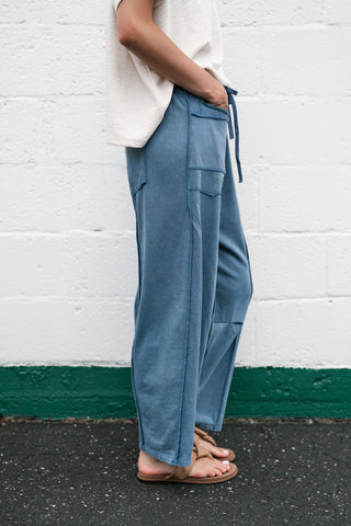 Daily Styled Barrel Leg Pant - Dusty Blue