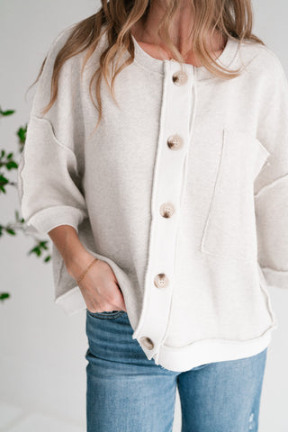 Homestead Raw Edge Button-Front Cardigan