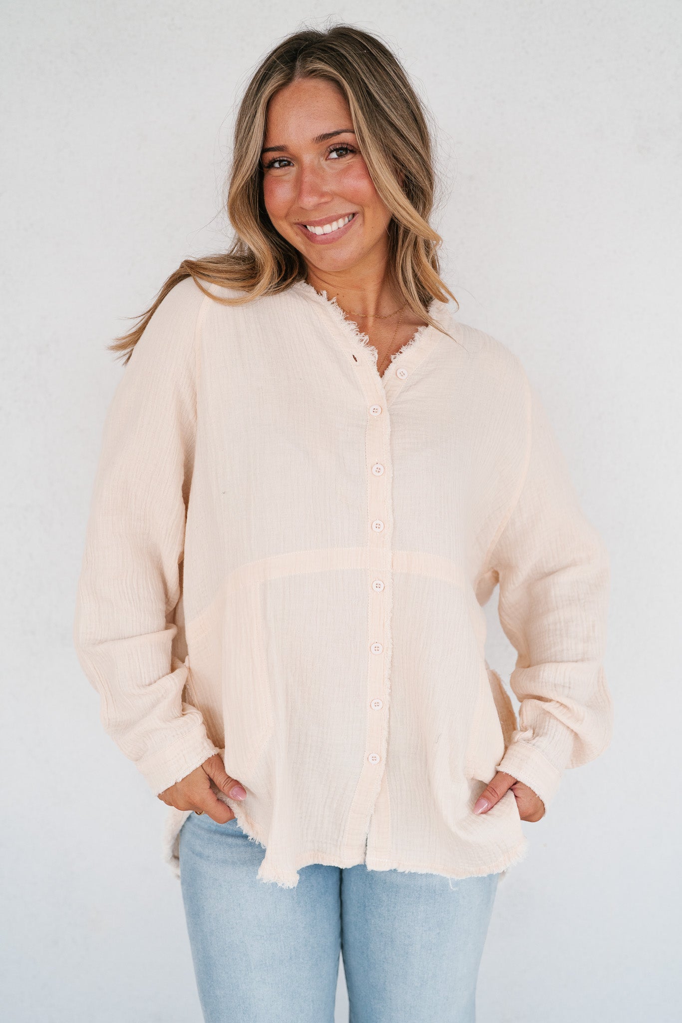 DOORBUSTER: Easy Days Button-Up Top - Ivory