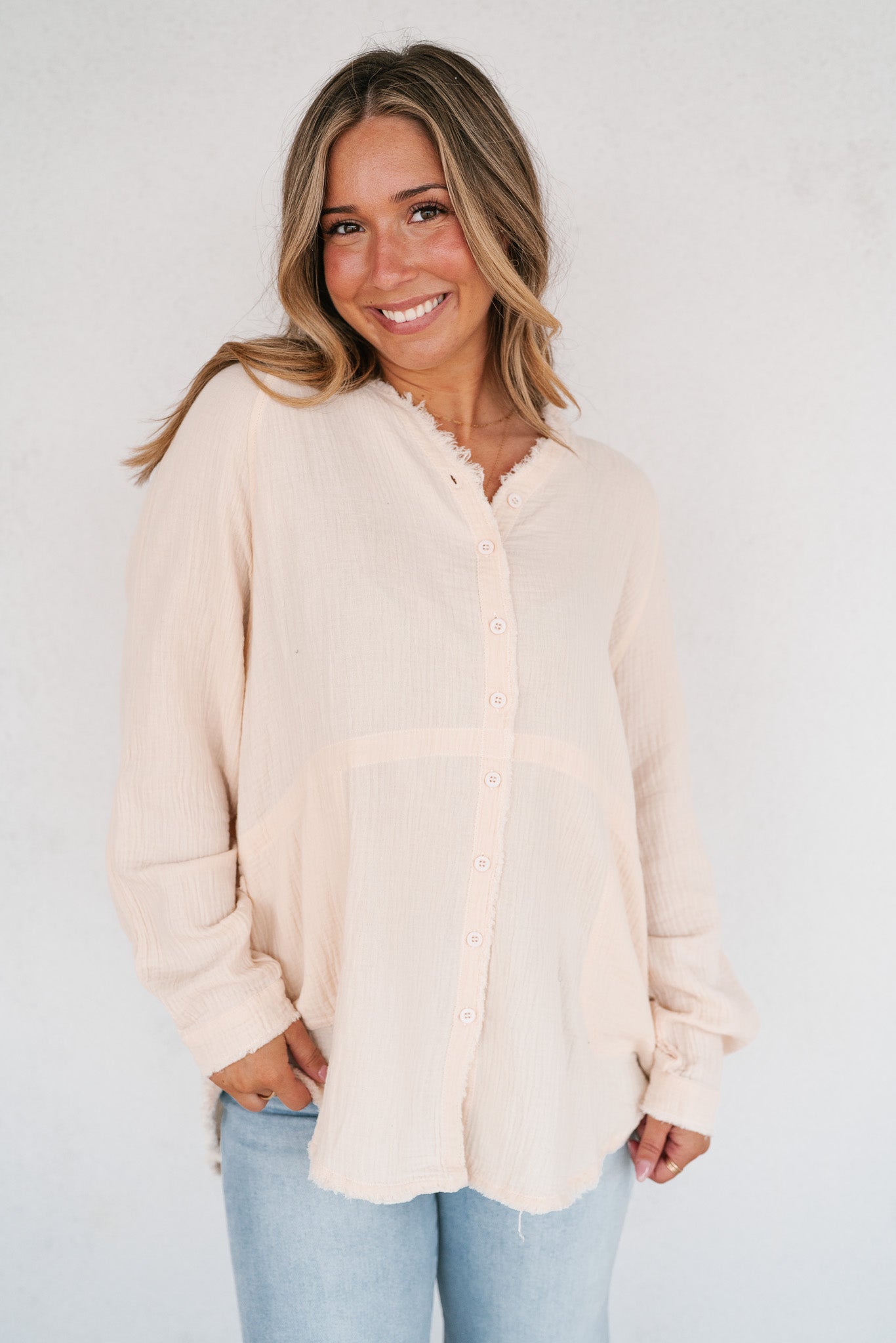 DOORBUSTER: Easy Days Button-Up Top - Ivory