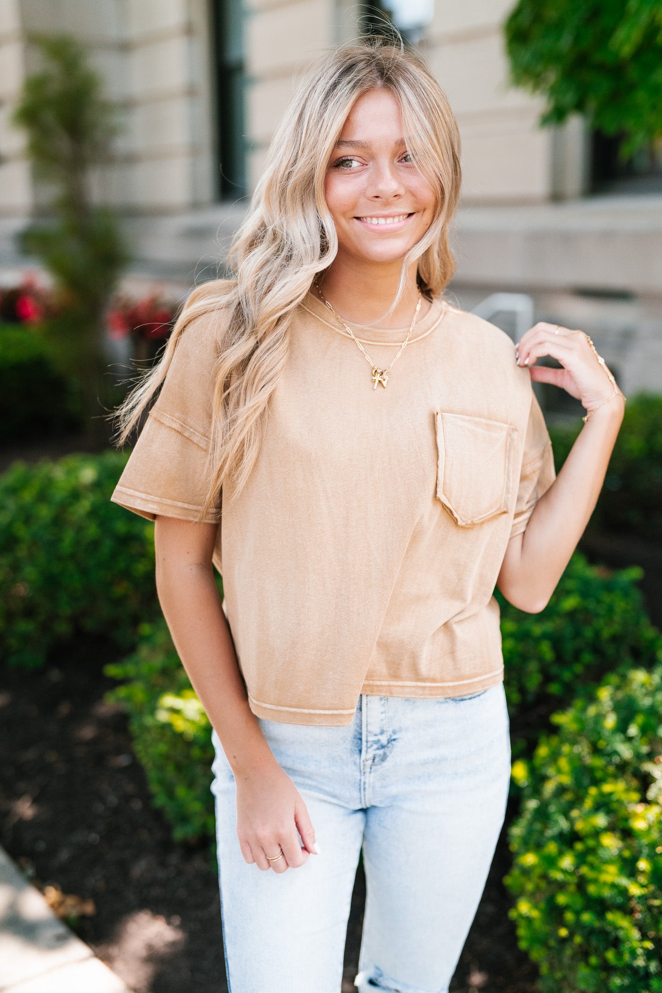 Sitting In The Sun Mineral Wash Tee - Tan