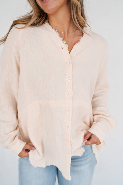 DOORBUSTER: Easy Days Button-Up Top - Ivory