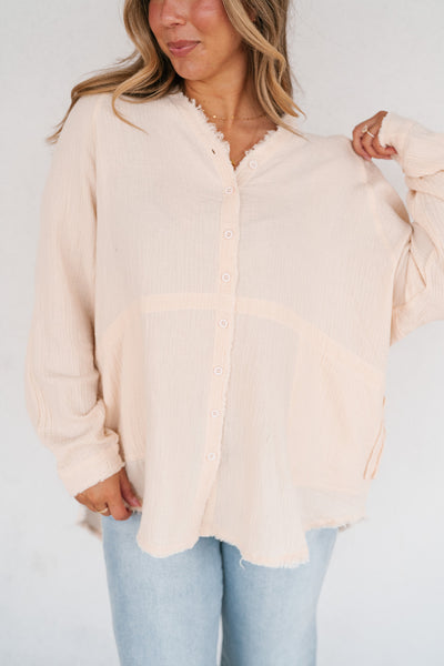 DOORBUSTER: Easy Days Button-Up Top - Ivory