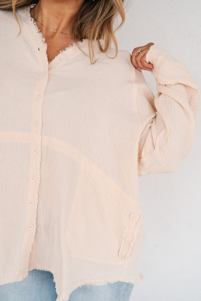 DOORBUSTER: Easy Days Button-Up Top - Ivory