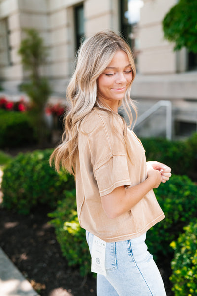 Sitting In The Sun Mineral Wash Tee - Tan