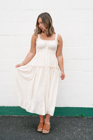 Sweet Lemon Pinstripe Midi Dress