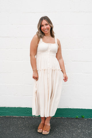 Sweet Lemon Pinstripe Midi Dress