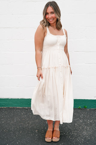 Sweet Lemon Pinstripe Midi Dress