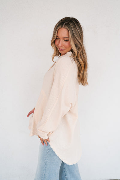 DOORBUSTER: Easy Days Button-Up Top - Ivory