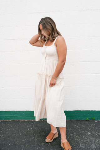 Sweet Lemon Pinstripe Midi Dress