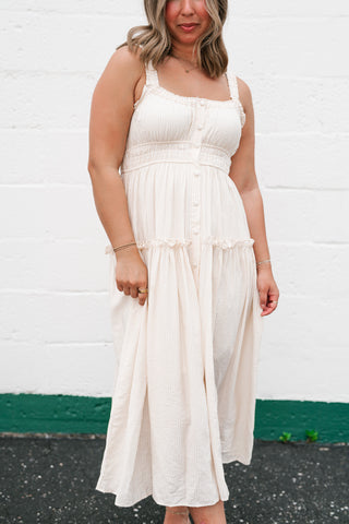 Sweet Lemon Pinstripe Midi Dress