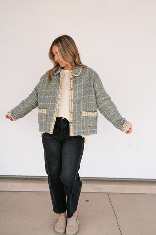 Sage Stone Polka Dot Quilted Jacket