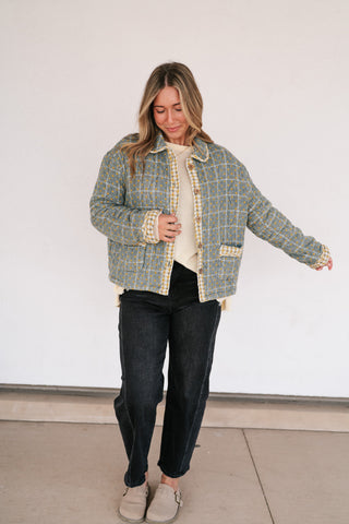 Sage Stone Polka Dot Quilted Jacket