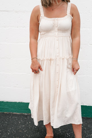 Sweet Lemon Pinstripe Midi Dress