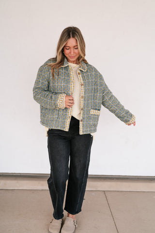 Sage Stone Polka Dot Quilted Jacket