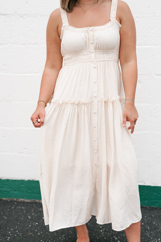 Sweet Lemon Pinstripe Midi Dress