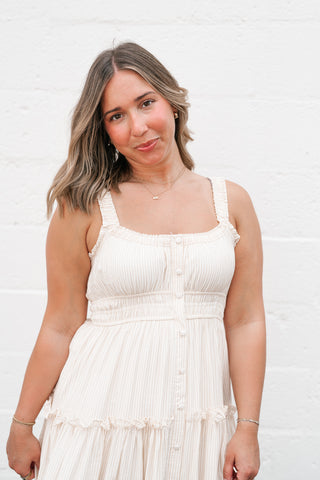 Sweet Lemon Pinstripe Midi Dress