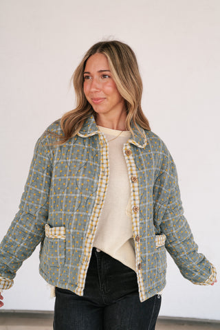 Sage Stone Polka Dot Quilted Jacket