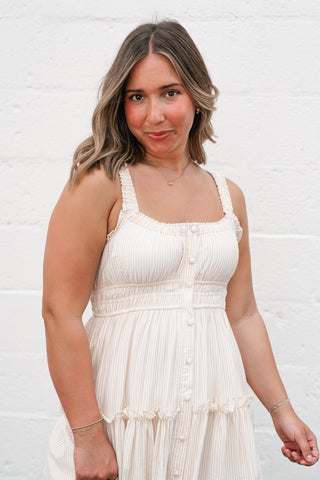 Sweet Lemon Pinstripe Midi Dress